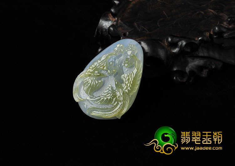冰种紫罗兰黄翡缅甸翡翠A货比翼双飞挂件