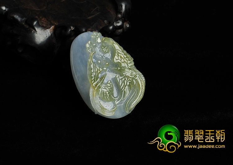 冰种紫罗兰黄翡缅甸翡翠A货比翼双飞挂件