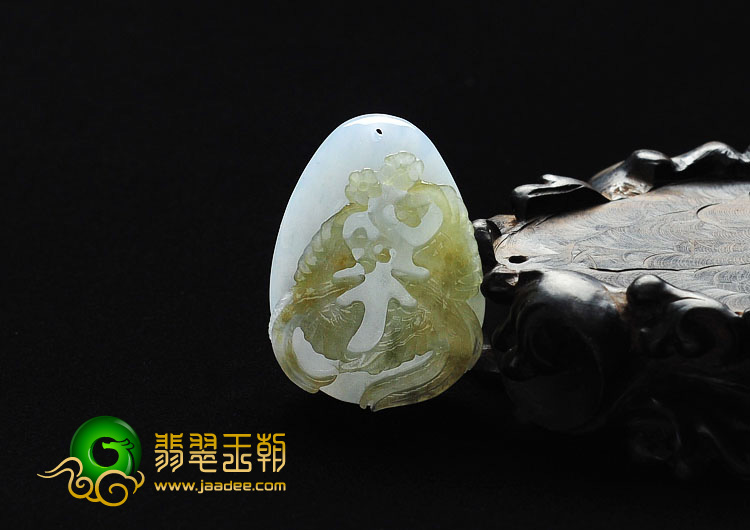 冰种紫罗兰黄翡缅甸翡翠A货比翼双飞挂件