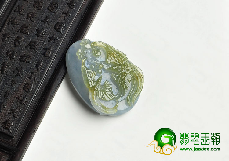 冰种紫罗兰黄翡缅甸翡翠A货比翼双飞挂件