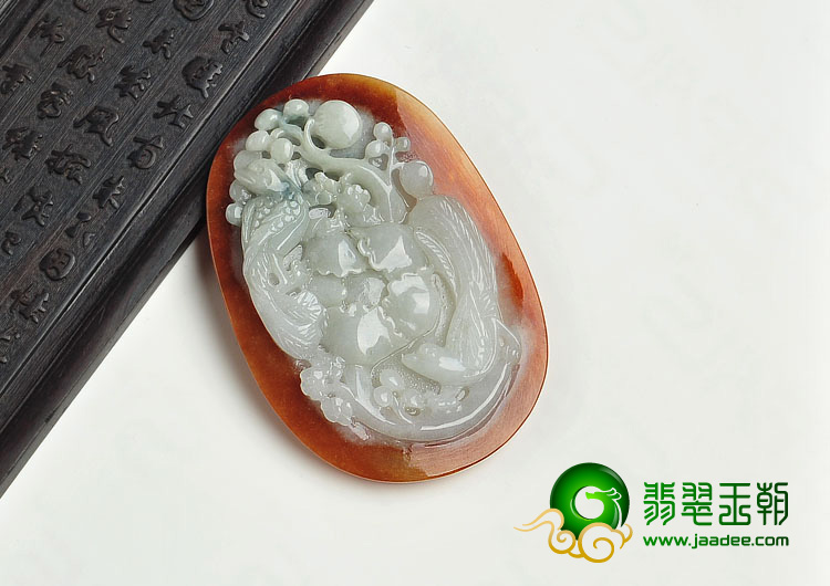 糯冰种红黄翡缅甸翡翠A货富贵花开挂件