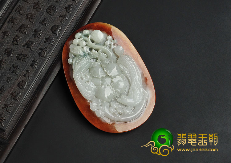 糯冰种红黄翡缅甸翡翠A货富贵花开挂件