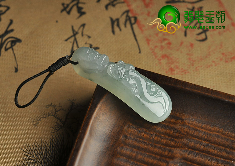冰种晴水缅甸翡翠A货望子成龙挂件