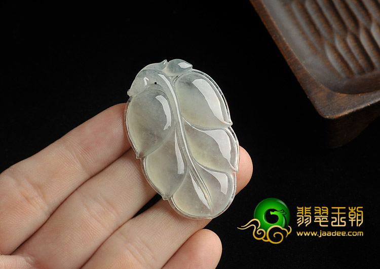 冰种缅甸翡翠A货叶子挂件
