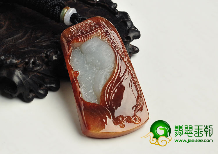 糯冰种红翡缅甸翡翠A货静思挂件