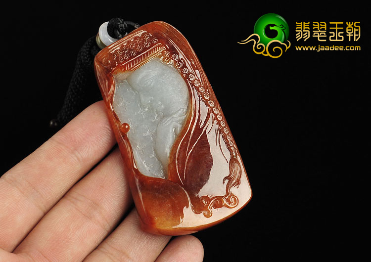 糯冰种红翡缅甸翡翠A货静思挂件