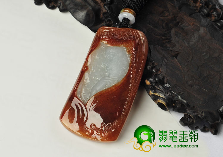 糯冰种红翡缅甸翡翠A货静思挂件