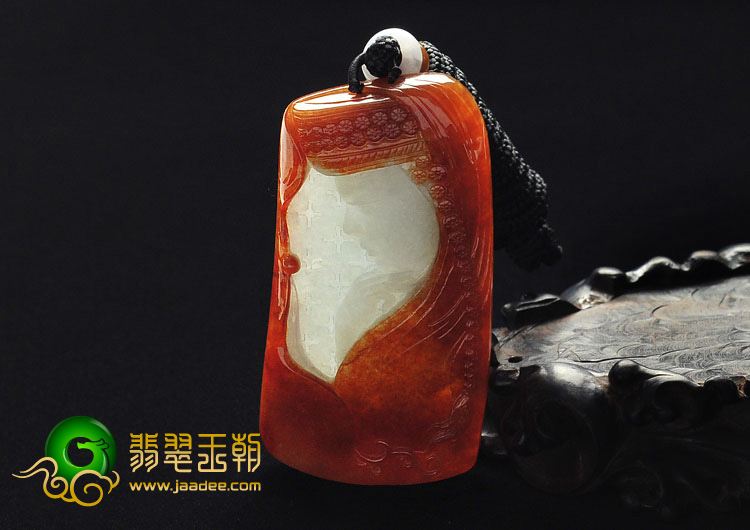 糯冰种红翡缅甸翡翠A货静思挂件