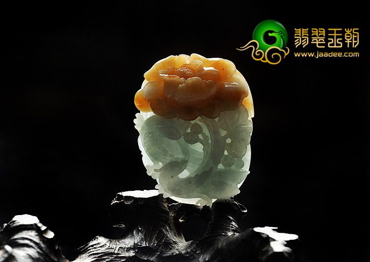 糯冰种晴水褐黄翡缅甸翡翠A货富贵双喜挂件