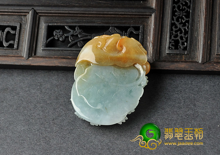糯冰种晴水褐黄翡缅甸翡翠A货富贵双喜挂件
