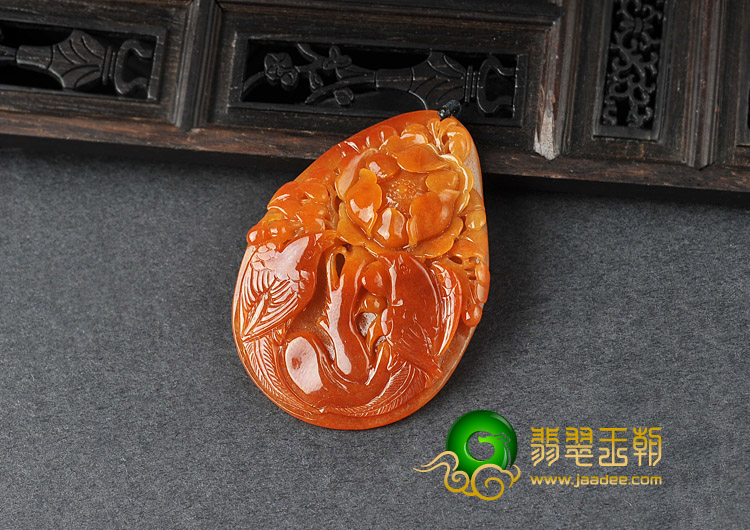 糯冰种红黄翡缅甸翡翠A货花开富贵挂件