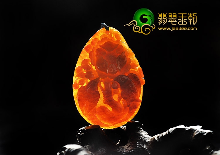 糯冰种红黄翡缅甸翡翠A货花开富贵挂件
