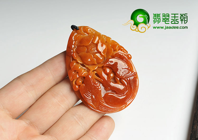糯冰种红黄翡缅甸翡翠A货花开富贵挂件