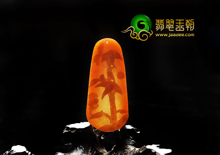 糯冰种红黄翡缅甸翡翠A货节节高挂件