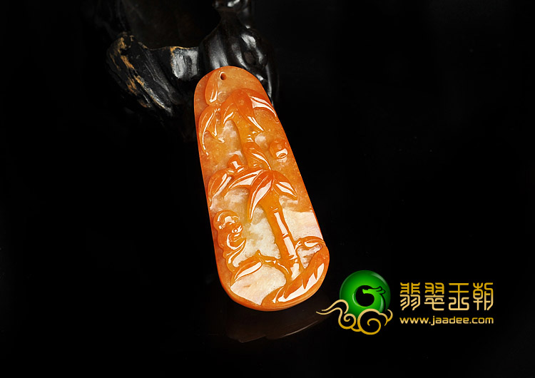 糯冰种红黄翡缅甸翡翠A货节节高挂件