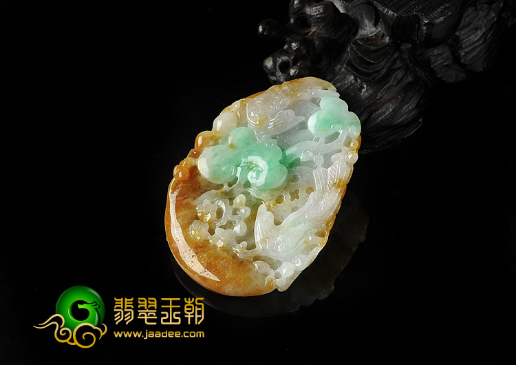 糯冰种三彩缅甸翡翠A货富贵双喜挂件