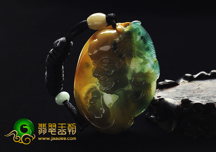 冰种多彩缅甸翡翠A货罗汉头挂件