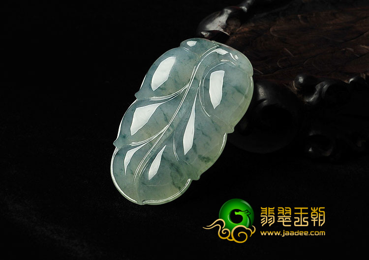冰种晴水飘花缅甸翡翠A货叶子挂件