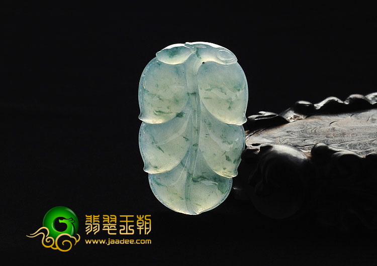 冰种晴水飘花缅甸翡翠A货叶子挂件