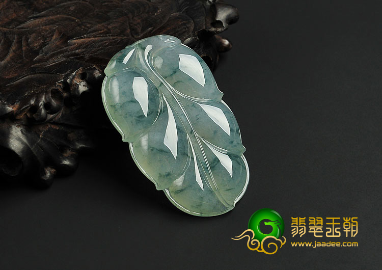 冰种晴水飘花缅甸翡翠A货叶子挂件