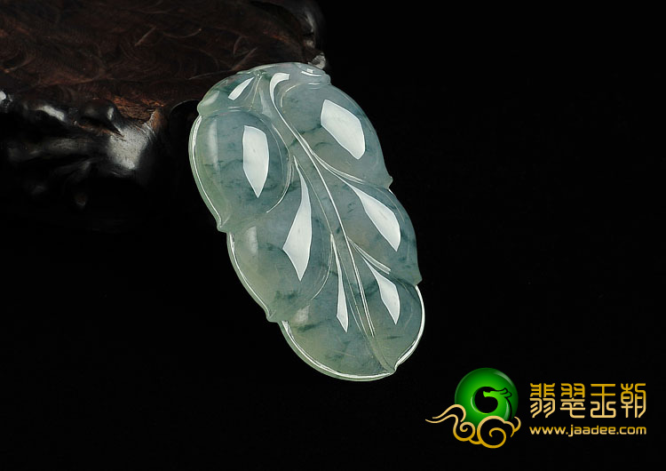 冰种晴水飘花缅甸翡翠A货叶子挂件