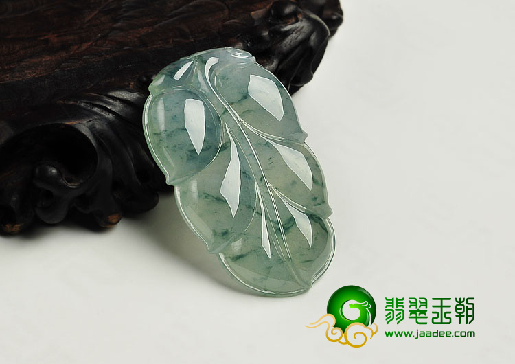 冰种晴水飘花缅甸翡翠A货叶子挂件