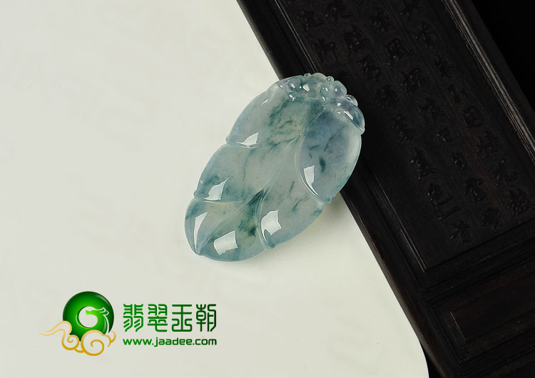 冰种飘花缅甸翡翠A货叶子挂件