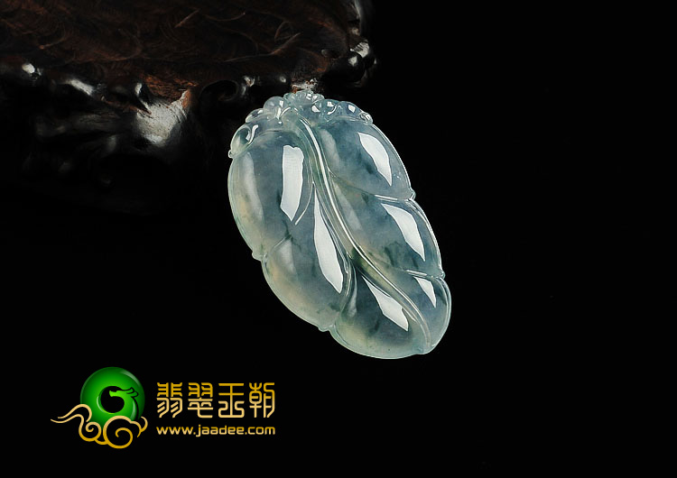 冰种飘花缅甸翡翠A货叶子挂件