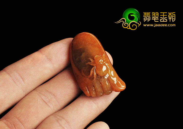 糯冰种褐红翡缅甸翡翠A货知足常乐挂件