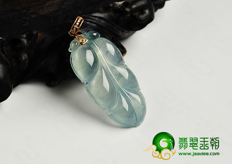 冰种晴水飘花缅甸翡翠A货叶子挂件