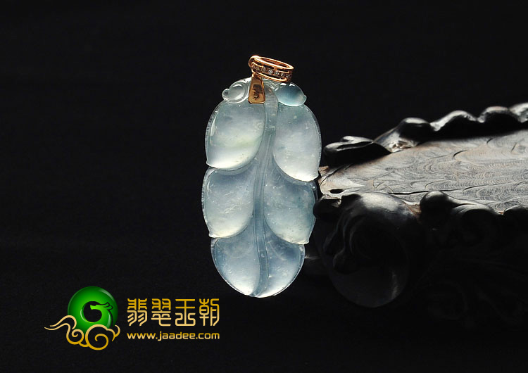 冰种晴水飘花缅甸翡翠A货叶子挂件