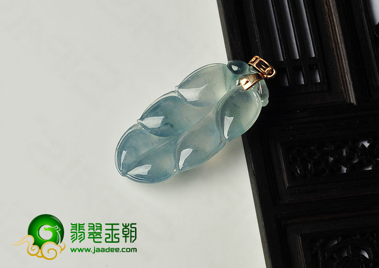冰种晴水飘花缅甸翡翠A货叶子挂件