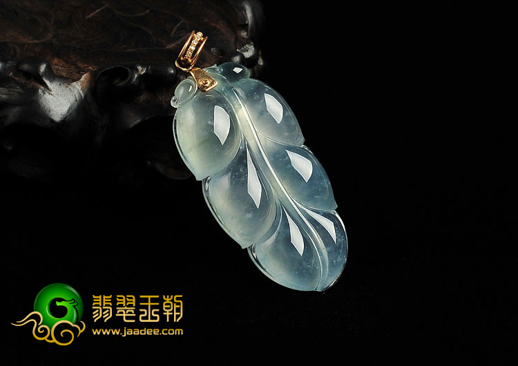 冰种晴水飘花缅甸翡翠A货叶子挂件