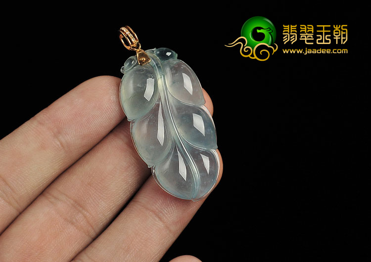 冰种晴水飘花缅甸翡翠A货叶子挂件