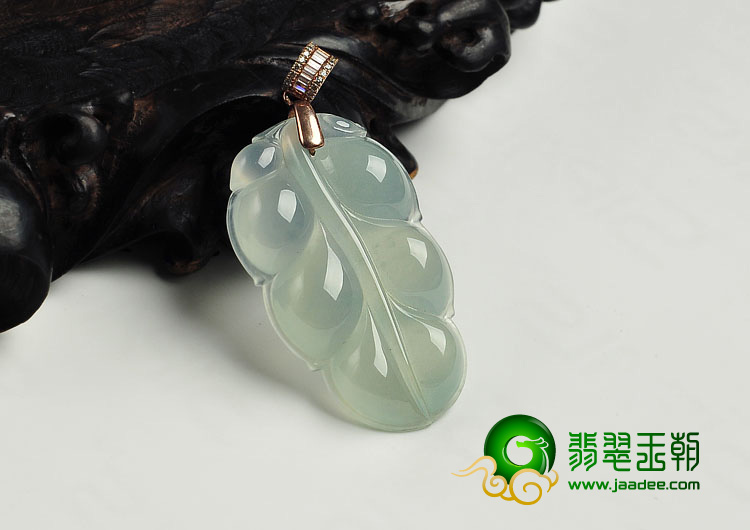 冰种晴水缅甸翡翠A货叶子挂件