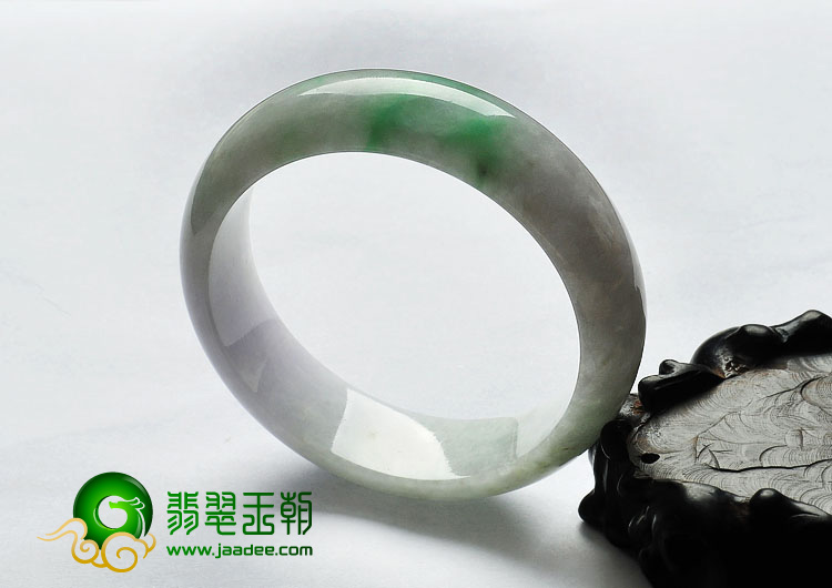 糯冰种飘翠缅甸翡翠A货手镯（59.3mm）