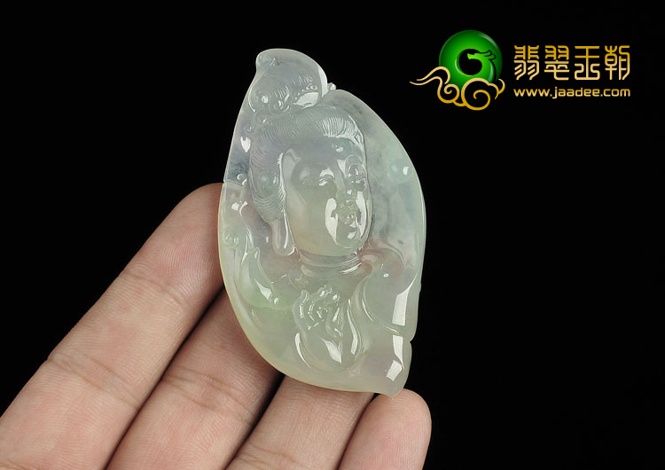 冰种晴水缅甸翡翠A货观音头挂件