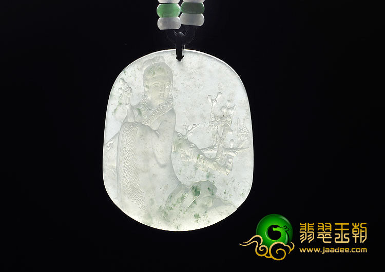 冰玻种飘花缅甸翡翠A货昭君出塞挂件