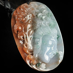 糯冰种褐红翡飘花缅甸翡翠A货一念之善挂件