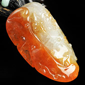 冰种红翡缅甸翡翠A货龙凤呈祥挂件