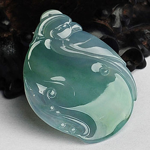 冰种春带彩缅甸翡翠A货鹦鹉挂件