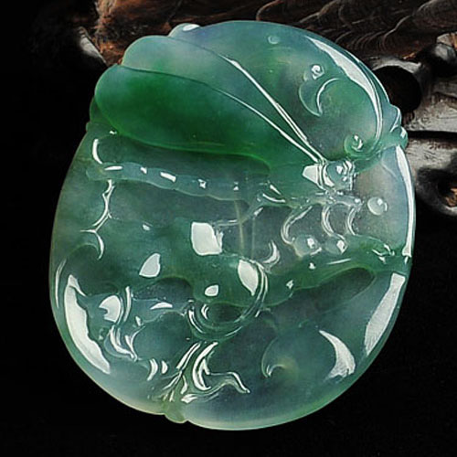 冰种春带彩缅甸翡翠A货蜻蜓挂件