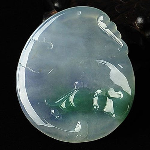 冰种春带彩缅甸翡翠A货福从天降挂件