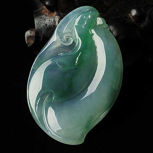 冰种春带彩缅甸翡翠A货凤来仪挂件