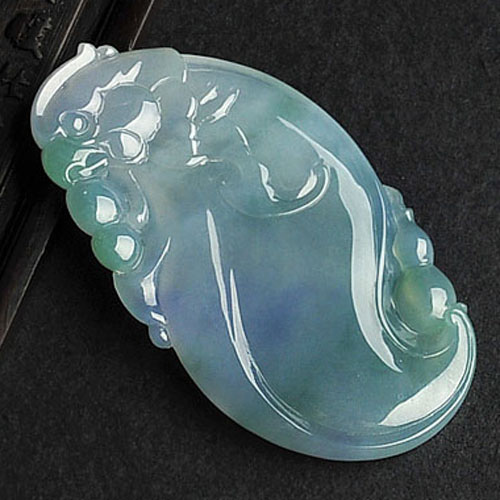 冰种春带彩缅甸翡翠A货凤来仪挂件