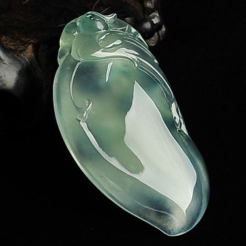 冰玻种飘花缅甸翡翠A货福瓜挂件