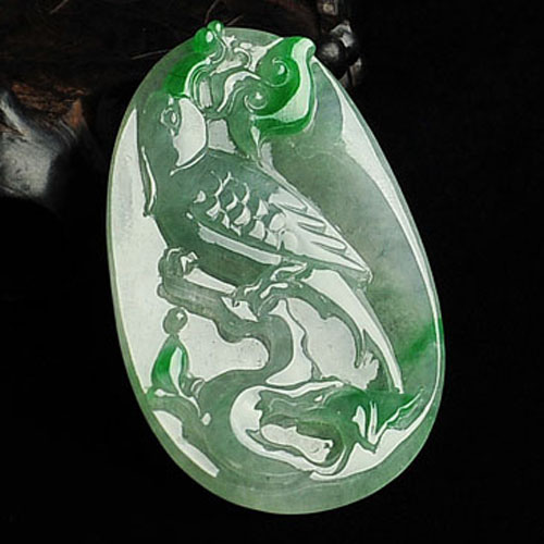 冰种飘翠缅甸翡翠A货喜上眉梢挂件