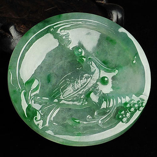 冰种飘翠缅甸翡翠A货喜上眉梢挂件