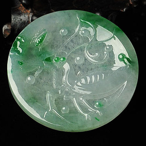 冰种飘翠缅甸翡翠A货螳螂捕蝉挂件