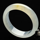 冰种淡黄翡缅甸翡翠A货手镯（56mm）